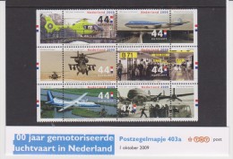The Netherlands Stamps Folder Postzegelmapje 403a Mi 2697-2702 Aviation - Helicopter -  Boeing 747 - Aeroplanes - KLM ** - Unused Stamps