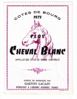 Étiquette Côtes De Bourg 1973, Clos Du Cheval Blanc, Négociant Gaston Lacaze, Libourne - Horses