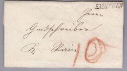 Heimat AG ENDINGEN 1854-03-18 Sw Kursiv-Lang-Stempel Auf B.O.M. Nach Rain - ...-1845 Vorphilatelie