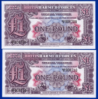 2 BILLETS SE SUIVANT 1£ ONE POUND BRITISH ARMED FORCES SPECIAL VOUCHER 2ième SERIE NEUF N°906709 ET 906710 ISSUED BY COM - British Armed Forces & Special Vouchers