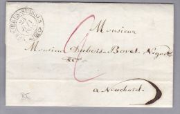Heimat BEs VERRIERES-SUISSES 1848-06-25 Vorphila-Brief Nach Neuchatel - ...-1845 Préphilatélie