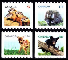 Canada (Scott No.2604-07 - Faune Et Leurs Bébés / Wild Animal's Babies 2012) (o) Perf. 8 1/4 Hor. (Coil) - Used Stamps