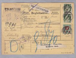 Heimat SG LICHTENSTEIG 1925-12-21 Paketkarte Nach Genève - Brieven En Documenten