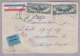 USA 1941-06-24 Long Beach Zensur-Luftpost-Brief Nach Amsterdam - 2c. 1941-1960 Storia Postale