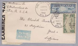 USA 1942-05-28 Philadelphia Zensur-Luftpost-Brief Nach Zürich - Cartas & Documentos