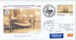 WHALES, PROCESSING FACTORY, SHIP, COVER STATIONERY, ENTIER POSTAL, 2008, ROMANIA - Balene