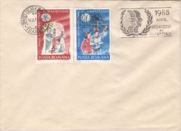 INTERNATIONAL YOUTH YEAR, STAMPS AND SPECIAL POSTMARK ON COVER, 1985, ROMANIA - Lettres & Documents