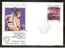 México EXPODIAL ´83 Sobre Cancelación Especial Volcán EL PARÍCUTIN Pintura Dr. ATL FDC VOLCANO - Vulkane