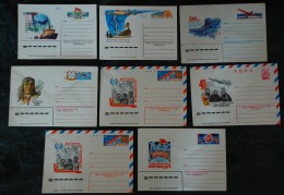 URSS 1976, 1977, 1979,  1980, 1982, 198, 1987, Artic And Antartic Missions, 8 Postal Stationery - Expéditions Arctiques