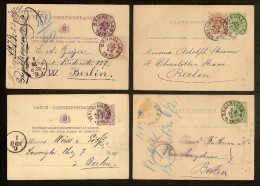 4 Postkaarten Van 5 Centimes Waarbij 2 X Nr. 28 En Allen Verstuurd Naar  BERLIJN (DUITSLAND) ! Inzet Aan 10 € ! - 1869-1888 León Acostado