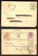 2 Postkaarten Van 5 Centimes Waarbij 1 X Nr. 28 En Beiden Verstuurd Naar  NEDERLAND ! Inzet Aan 5 € ! - 1869-1888 Lying Lion