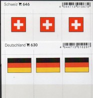 2x3 In Farbe Flaggen-Sticker Schweiz+BRD 7€ Kennzeichnung Alben Karten Sammlung LINDNER 646+630 Flag Of Helvetia Germany - Sonstige & Ohne Zuordnung