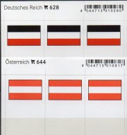 2x3 In Farbe Flaggen-Sticker Österreich+DR 7€ Kennzeichnung Alben Karten Sammlung LINDNER 628+644 Flag Austria III.Reich - Autres & Non Classés