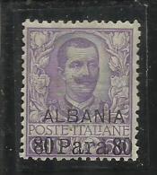 LEVANTE ALBANIA 1907 NUOVO VALORE SOPRASTAMPATO SURCHARGED 80 PA SU 50 CENT MNH BEN CENTRATO - Albanie