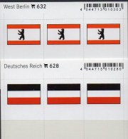 2x3 In Farbe Flaggen-Sticker Berlin+DR 7€ Kennzeichnung Alben Karten Sammlung LINDNER 628+632 Flags Westberlin III.Reich - Otros & Sin Clasificación