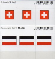 2x3 In Farbe Flaggen-Sticker Schweiz+DR 7€ Kennzeichnung Alben Karten Sammlungen LINDNER 628+646 Flag Helvetia III.Reich - Altri & Non Classificati