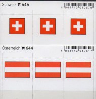 2x3 In Farbe Flaggen-Sticker Schweiz+ Österreich 7€ Kennzeichnung Alben Karten Sammlung LINDNER 644+646 Helvetia Austria - Sonstige & Ohne Zuordnung