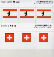 2x3 In Farbe Flaggen-Sticker Schweiz+Berlin 7€ Kennzeichnung Alben Karten Sammlungen LINDNER 632+646 Helvetia Westberlin - Autres & Non Classés