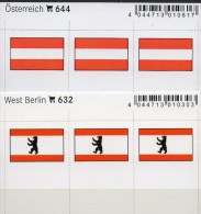 2x3 Flaggen-Sticker In Farbe Westberlin+Österreich 7€ Kennzeichnung Alben Karte Sammlung LINDNER 632+644 Austria Germany - Other & Unclassified