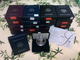 American Eagle Silver Dollar Proof W/Box & COA From 1986-S To 2005-W - 19 Coins - Proof Sets