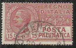 ITALIA REGNO ITALY KINGDOM 1927 POSTA PNEUMATICA V.E.III CENT.15 ROSSO USED - Rohrpost