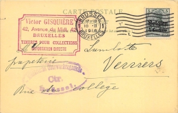Lettre De Bruxelles Pour Verviers Occupation Allemande  + Cachets 1916 - Altri & Non Classificati
