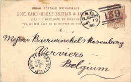 Post Card Great Britain & Ireland 1886 Pour Verviers  Ipswich - Postwaardestukken