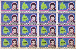 G)1972CUBA, BOLIVIA TERRITORY-MAP, CHE, WARRIOR´S DAY V ANNIVERSARY , BLOCK OF 16, MNH - Gebruikt