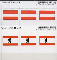 2x3 In Farbe Flaggen-Sticker Österreich+Berlin 7€ Kennzeichnung Alben Karten Sammlung LINDNER 632+644 Austria Westberlin - Humor