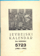 EX.YU. Jewich  Calendar  5723 (1962/63).  14 X 7 10,2 Cm. - Formato Piccolo : 1961-70