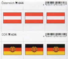 2x3 In Farbe Flaggen-Sticker Österreich+DDR 7€ Kennzeichnung Alben Bücher Sammlung LINDNER 634+644 Flags Austria Germany - Non Classés
