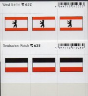 2x3 In Farbe Flaggen-Sticker Berlin+DR 7€ Kennzeichnung Alben Bücher Sammlung LINDNER 628+632 Flags Westberlin III.Reich - Loisirs Créatifs