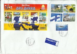 SUOMI FINLAND - FINLANDIA - FINLANDE 3 - 3 - 2014 WALT DISNEY 2001 + BIRDS + FISH + FLAG LETTER - Lettres & Documents