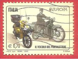 ITALIA REPUBBLICA USATO - 2013 - Europa - Motocicli Usati Per Servizio Postale - Veicolo Portalettere - € 0,70 - S. 3390 - 2011-20: Gebraucht