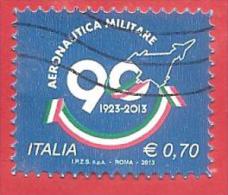 ITALIA REPUBBLICA USATO - 2013 - 90º Anniversario Dell´aeronautica Militare Italiana - € 0,70 - S. 3383 - 2011-20: Gebraucht