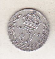 Great Britain 3 Pence 1916 Silver Coin - Sonstige & Ohne Zuordnung