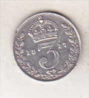 Great Britain 3 Pence 1917 Silver Coin - Sonstige & Ohne Zuordnung