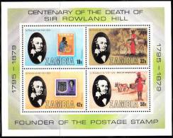 Zm0300 Zambia 1980, SG MS300, Death Centenary Roland Hill, Minature Sheet - Zambia (1965-...)