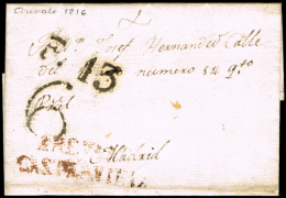 AVILA PREF. - AREVALO PE 3R - 1816 CARTA CIRC. A MADRID - PORTEO 6 - ...-1850 Vorphilatelie