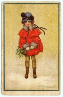 ILLUSTRATORE  - BOMPARD BAMBINA CON CAPPOTTO ROSSO 1918 - Bompard, S.