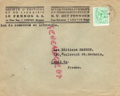 BELGIQUE - LOUVAIN- LEUVEN- ENVELOPPE STE EDITIONS LIBRAIRIE LE PENNON - RUE FRANS NENS -1957 - 1950 - ...