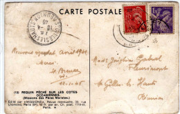 Requin Pêché Sur Les Cotes Océaniennes - Cachet De Saint Gilles Les Hauts 1946 Réunion Au Dos - Timbres RF - Polynésie Française