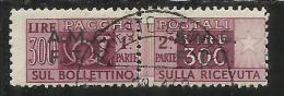 TRIESTE A 1947 1948 AMG-FTT SOPRASTAMPATO D'ITALIA ITALY OVERPRINTED PACCHI POSTALI LIRE 300 USATO USED SIGNED - Paketmarken/Konzessionen