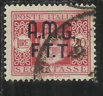 TRIESTE A 1947 AMG-FTT SOPRASTAMPATO D´ITALIA ITALY OVERPRINTED SEGNATASSE TAXES TASSE LIRE 20 USATO USED - Segnatasse