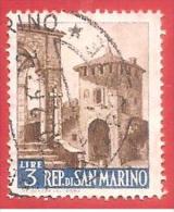 SAN MARINO REPUBBLICA USATO - 1957 - Vedute Di San Marino - Porta Della Città - £ 3 - S. 454 - Gebraucht