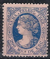 Isla De Cuba Telegrafos 01 * Isabel II 1868. Charnela - Cuba (1874-1898)