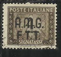 TRIESTE A 1947 1949 AMG-FTT SOPRASTAMPATO D'ITALIA ITALY OVERPRINTED SEGNATASSE TAXES TASSE LIRE 4 USATO USED OBLITERE' - Strafport