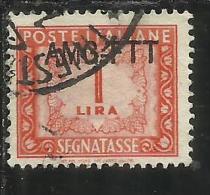 TRIESTE A 1949 1954 AMG-FTT SOPRASTAMPATO D´ITALIA ITALY OVERPRINTED SEGNATASSE TAXES TASSE LIRE 1 USATO USED - Segnatasse