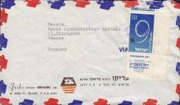 Israel Airmail Par Avion FRIKO (Formaly BRAUN), TEL-AVIV 1958 Cover Lettera ODENSE Denmark Independence W. Tab - Aéreo