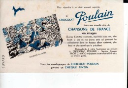 BUVARDS-PUB-LE CHOCOLAT POULAIN-DECOR-CHANSONS DE FRANCE-12,5 Cm X  21 Cm - Chocolat